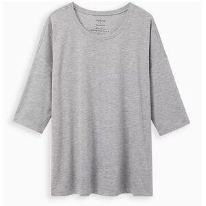 Torrid gray RELAXED FEATHER SOFT SLUB CREW NECK DROP SHOULDER TEE 0